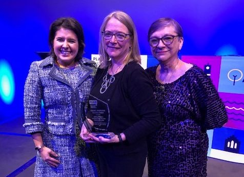 Julia Denholm, dean of Simon Fraser University with Melissa Kargiannakis, sponsor of the award and Cheryl Stephens