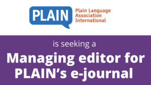 PLAIN is hiring a managing editor for e-journals.